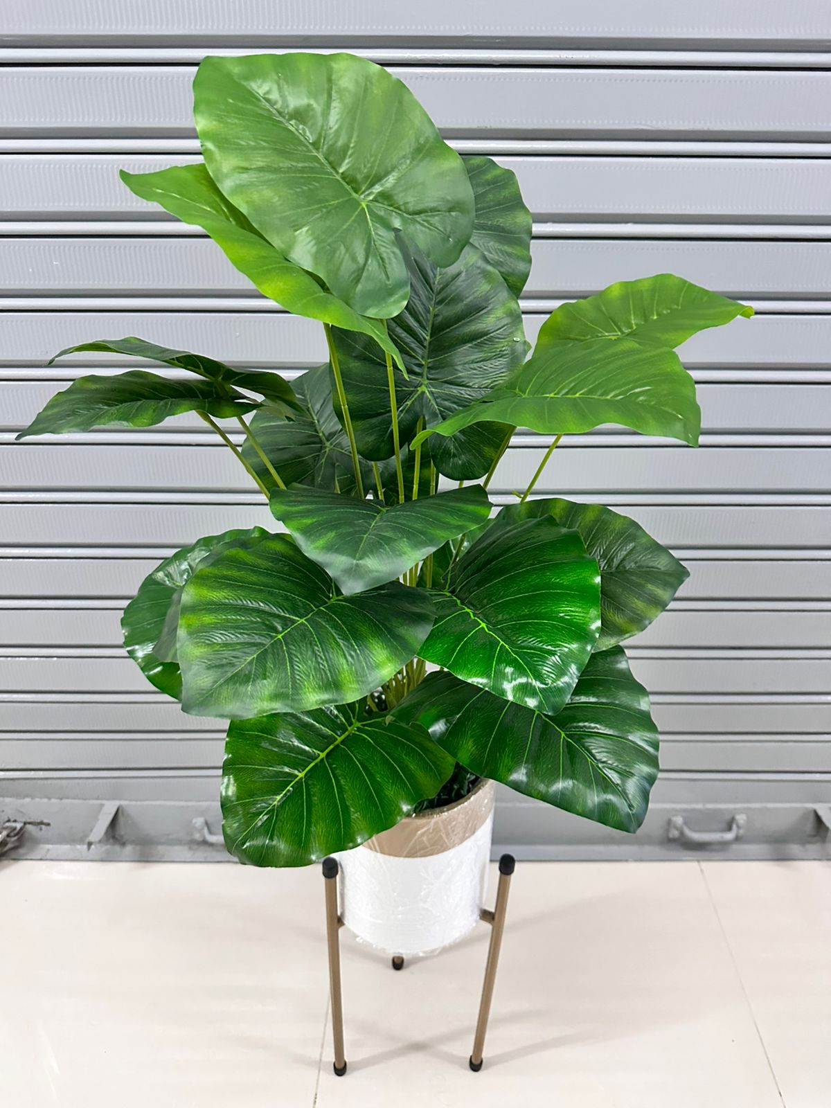 Planta Artificial | OREJA DE ELEFANTE | x24 Hojas | Base y Soporte de Metal